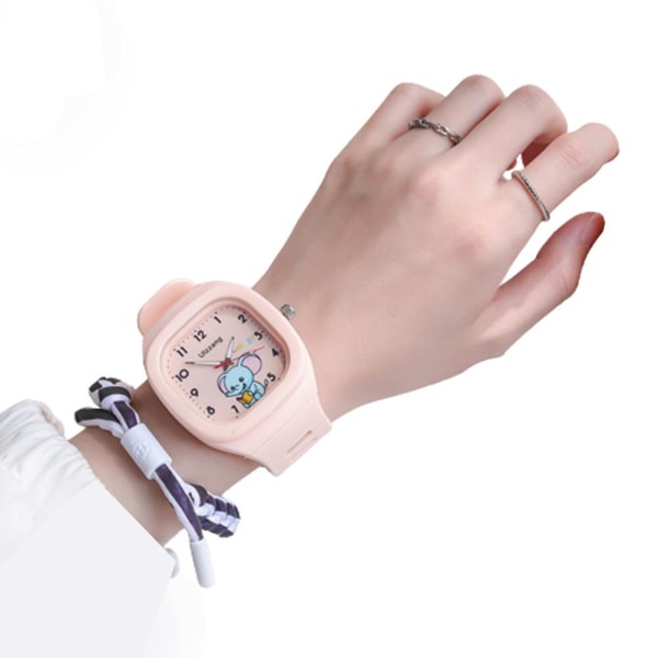 Söt Dumbo Elephant Square Watch Watch för barn St Pink One size