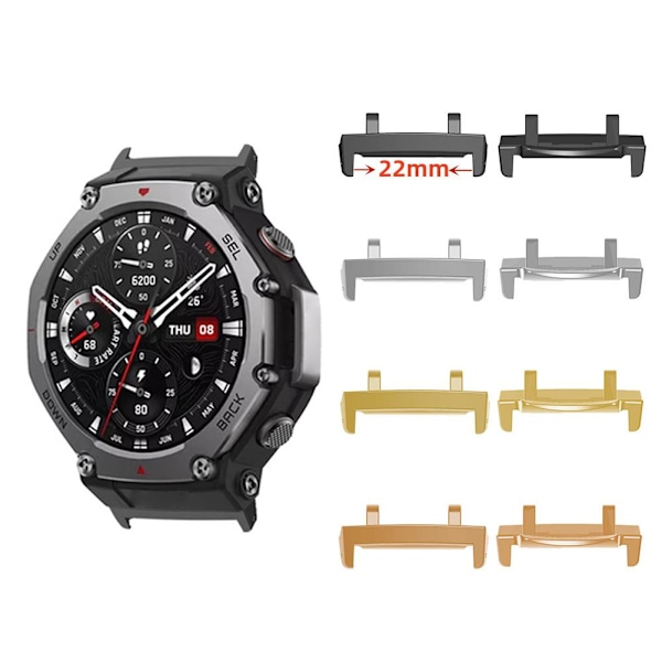 För Amazfit T-Rex3 Rostfritt Stål Huvudkorn Metallanslutning Annons black For Amazfit T