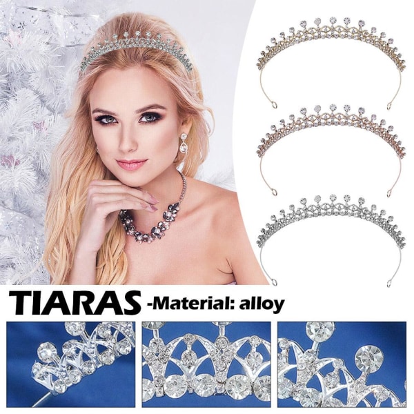 Tiara Bröllop Brud Huvudbonad för Rhinestone Crown Hårrings Rose Gold One size