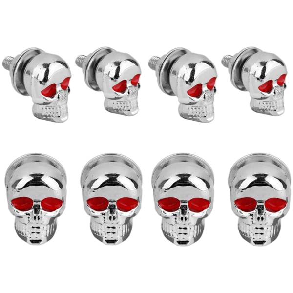 4/8X Motorcykel Tag Fästelement Skull Registreringsskylt Ram Bultar Scr 4pcs silver One-size