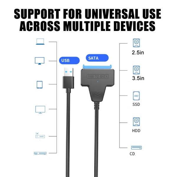 USB 3.0 till SATA 2.5 Extern Hårddiskadapter Strömförsörjning usb3.0 one-size