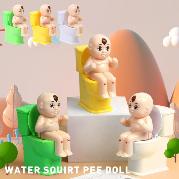 Novelty Squirt Joke Toy Doll Toalett Pee Cartoon Boy Water Spray white one-size