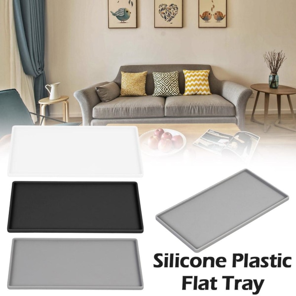 Halkskyddad silikon badhållare med vridbar platt bricka Square De white 27.6*7.6*0.62cm/10.9*3*0.2in
