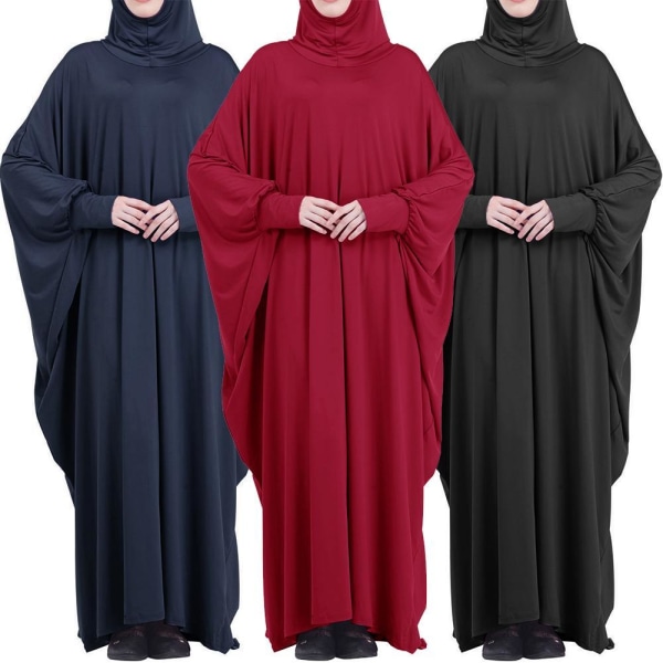 Ramadan One Piece Böneklänning Plagg Kvinnor Hooded Abaya wine red One Size