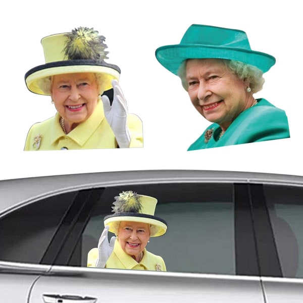 TPALPKT Queen of England Elizabeth Car Window Decals Funny Queen left yellow One-size