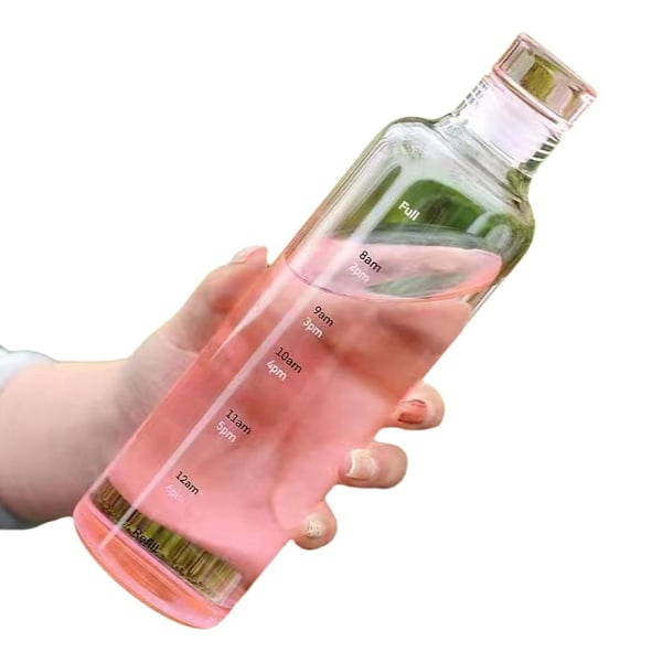 Läckagesäker Vattenflaska Plast Vattenkopp Bärbar Tidsskala Dri transparent 500ml