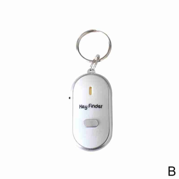 LED Anti-Lost Key Finder Locator Nyckelring Whistle Sound Keyring white One-size