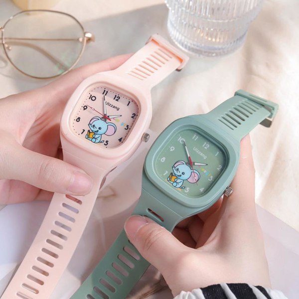 Söt Dumbo Elephant Square Watch Watch för barn St Pink One size