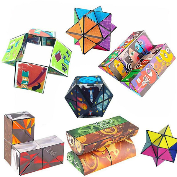 3D-Formbyteande Box Anti-stress Hand Flip Magic Cube Pussel To painting One size