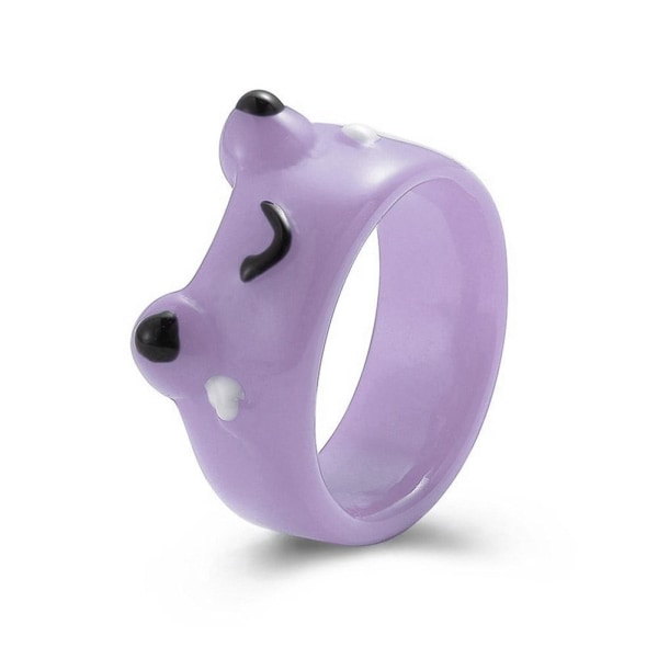 Cute Frog Chick Resin Ring, Colorful Chunky Rings, Cartoon Geometr Purple One size