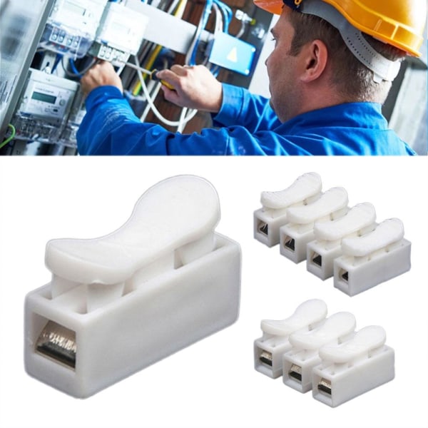 Fjädertrådskontakter Elektrisk kabelkopplingsplint whiteC CH-4 10pcs