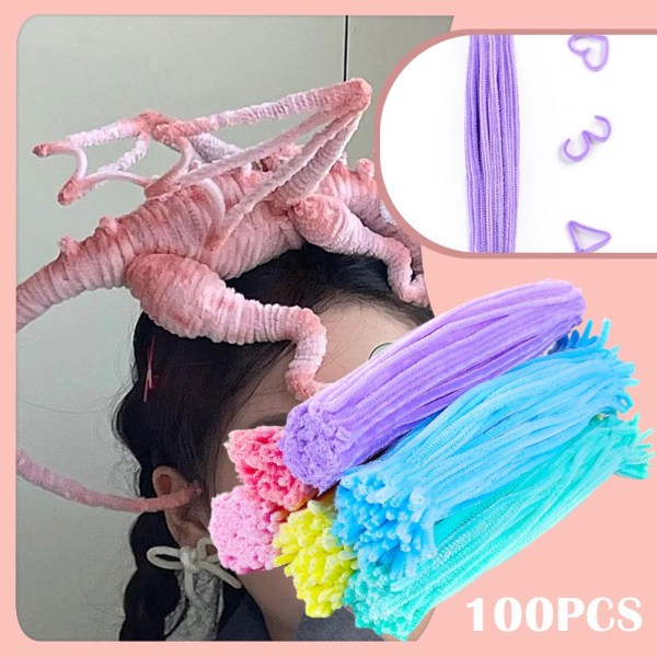 100 st Chenillepinnar Twist Stick DIY Blomsterbukett Material En 7 color 100pcs