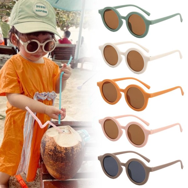Söta runda polariserade solglasögon för barn, flickor, pojkar, skydd B green One-size