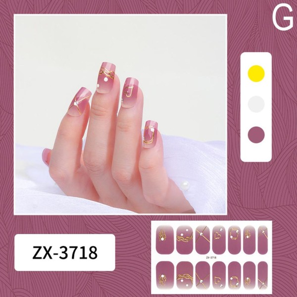 Semi Cured Wraps Fast Gel Nail Stickers French 3D Diamond Heart- ZX3718 1pcs