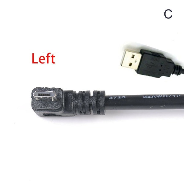 90 graders vinkel USB 2.0 A hane till vänster höger Micro USB för telefon blackA up
