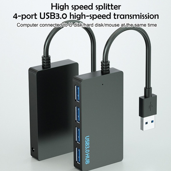 4-ports USB 3.0-hub, höghastighetsadapter, multisplitter ✨ Sales Pro blackA usb3.0