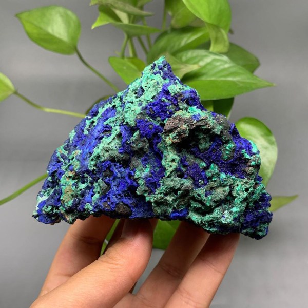 Naturlig Azurit Malakit Geod Crystal Mineral Exemplar en sten blueA One-size