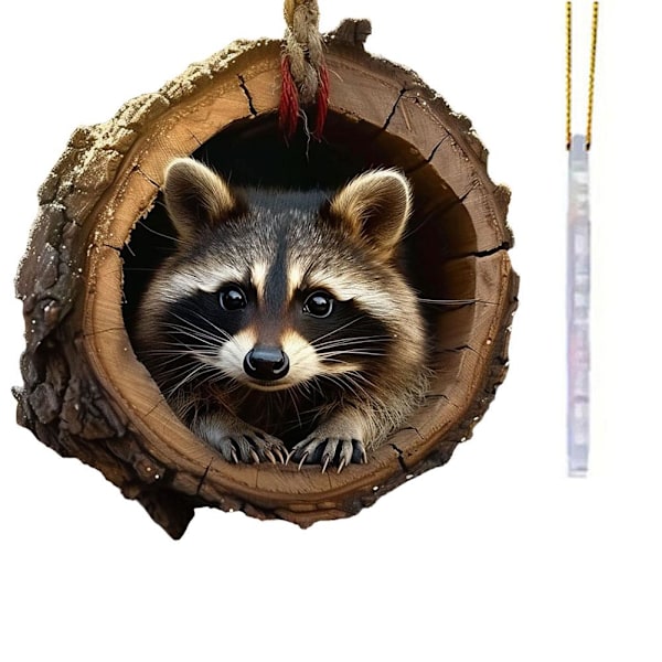 Julhängande Dekoration i Akryl med Djur - Julgran Djur Xma Raccoon2 1pcs