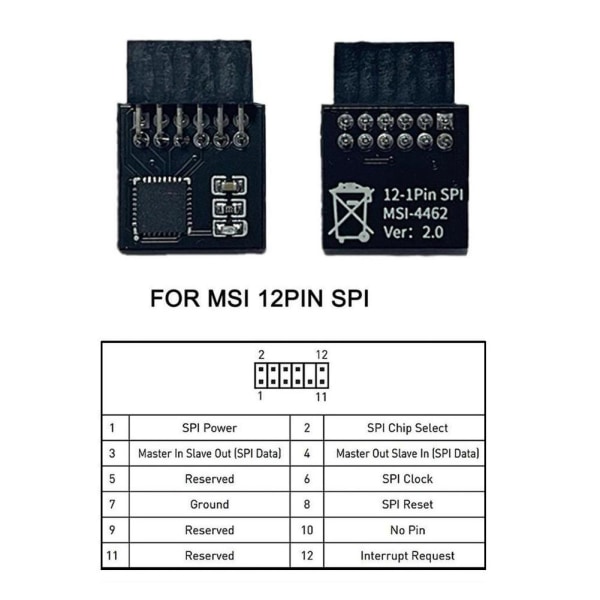 Tpm2.0 säkerhetsmodul stöder moderkort av flera märken 12 14 1 green For MSI 12Pin SPI