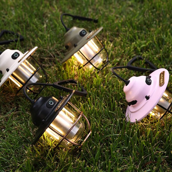 LED Retro Lantern Lamp Light USB Uppladdningsbar Vattentät Flashli apricot One-size