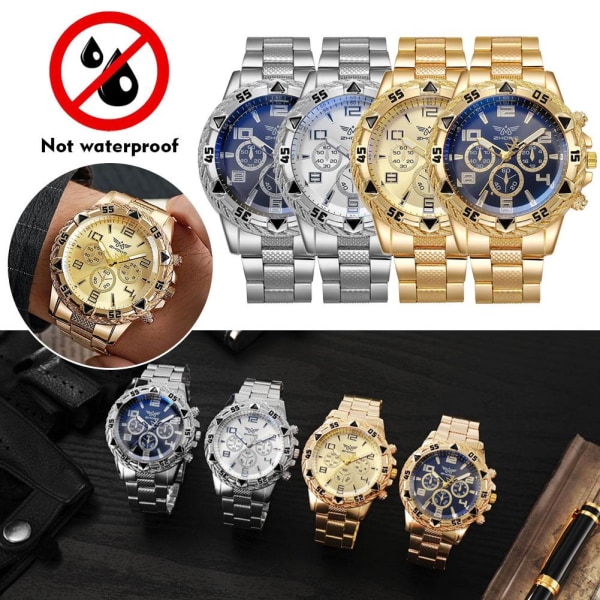 Herr Quartz Watch Automatisk Watch Korean Fashion Student Waterp Gold Black One size