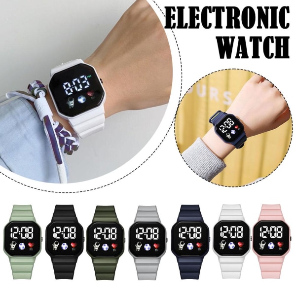 Enkelt mode elektronisk watch Silikonarmband unisex armbandsur Dark Green One size