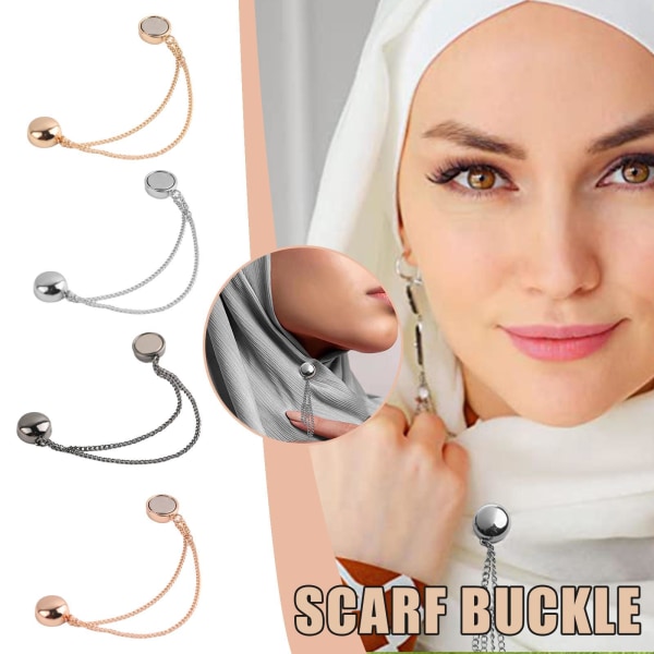 Ny stark magnetisk stiftbrosch för hijabscarf Huvudsjal R black One-size