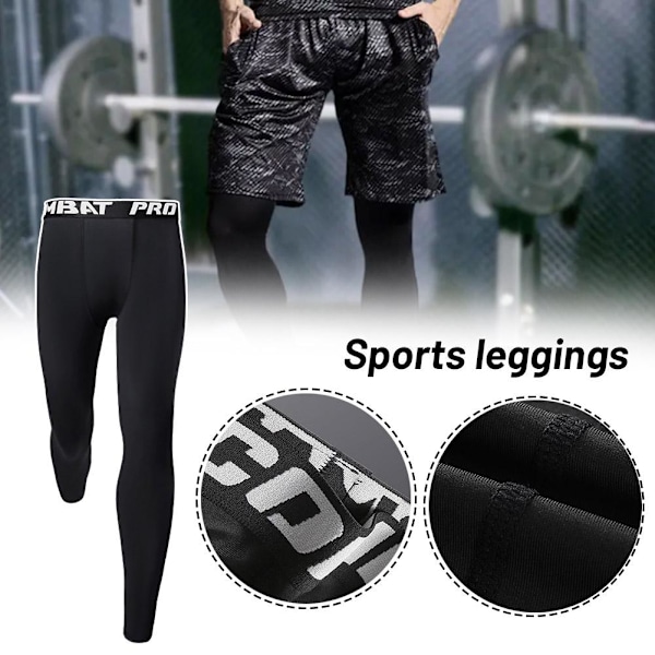 Männs Sport Basket Leggings Kompressionshorts Byxor Löpning BlackL XXXL