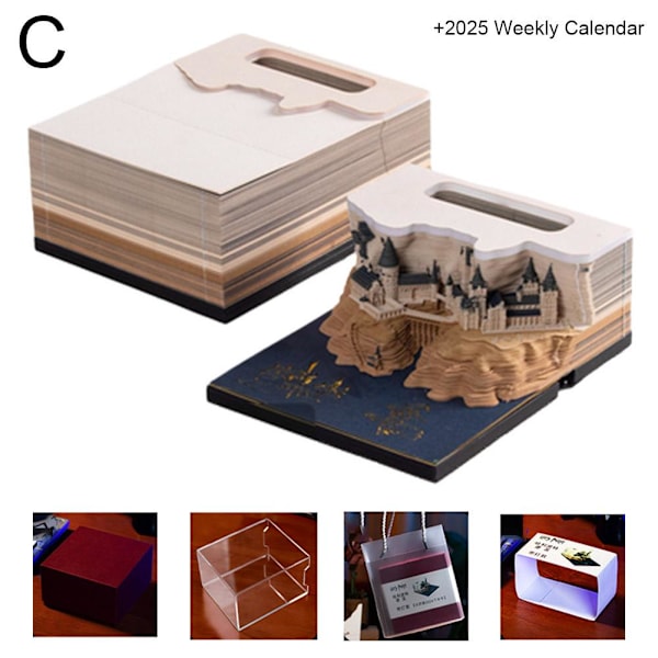 Papperskonstkalender 2025 med LED-lampor 3D-skrivbordsmemo Lighting style Weekly calendar