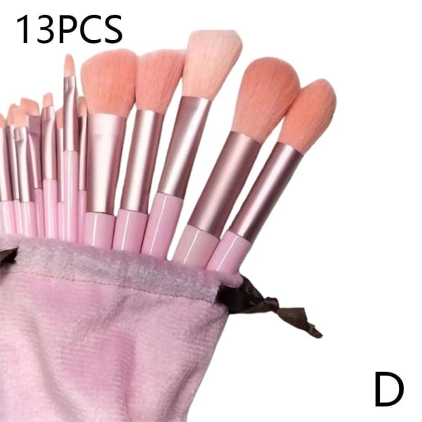 13 st Ansiktssminkborstar Set med påse Mjuk kosmetisk skönhet Ey Pink 13pcs