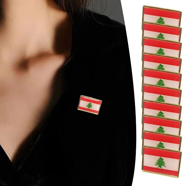 Libanon Flagg Lapel Nål, Metallisk Nationell Libanesiskt Flagg Lapel Nål 20PC One size