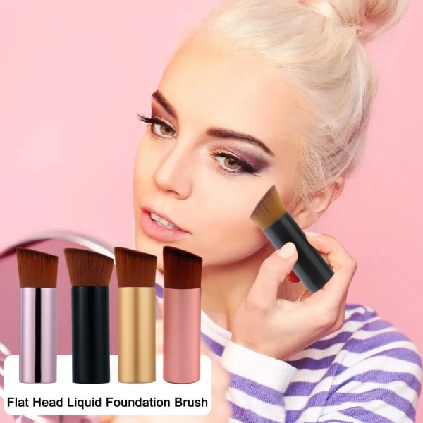 Flat Head Liquid Foundation Brush Mini Makeup Brush Oblique Head matte gold 1pcs
