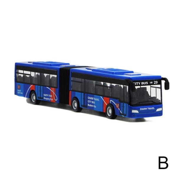 Skala 1:64 City Dubbelsektion busslegering gjuten modell leksaksfordon blue 18.5*3.2.5cm