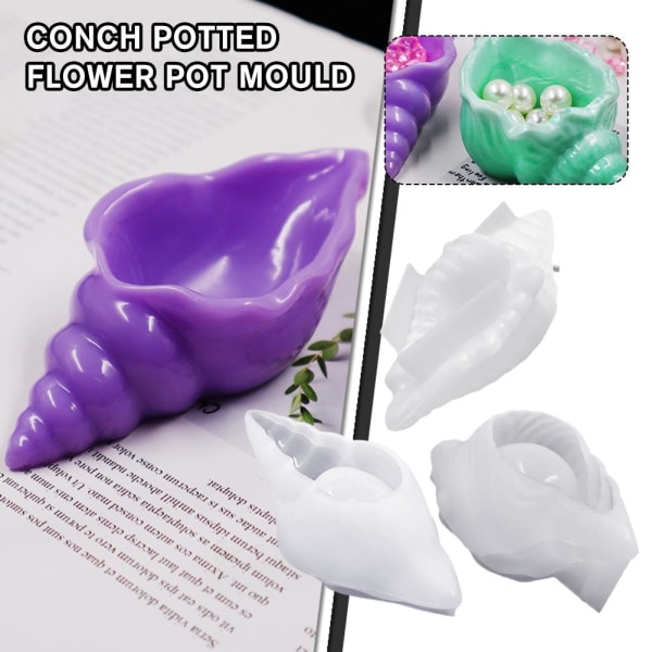 DIY Conch blomkruka Betong Handgjorda mould Skalform Make up B one size