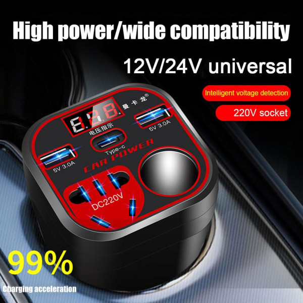 Digital Display Onboard Inverter 12V24V till 220V Socket Fast Char B 1pcs