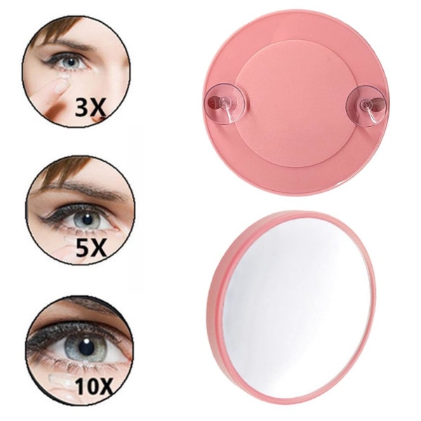 3X 5X 10X 15X Makeup-förstoringsspegel 5X 10X 15X Mini Round Mir pinkC 5x