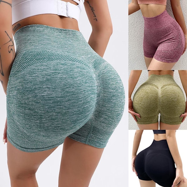 Yoga Shorts Höftlyftande Träning Anti-Glidning Snabbtorkande black S/M