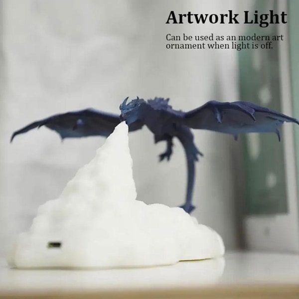 3D- printed eldspridande draknattljus USB LED-lampa Hem D Ice Dragon one