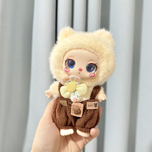 16cm Lila LUKY CAT Hängande Dockkjol Plysch Blind Box Trendig Pla overalls5 no doll