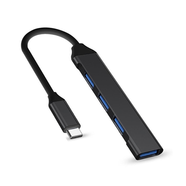 USB-C Typ C till USB 3.0 4Ports Hub Splitter För PC Mac Telefon Mac blackB typec