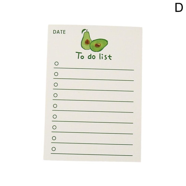 Cute Fruit Note Pad Att-göra-lista Hand Account Memo Message Paper P avocado one size