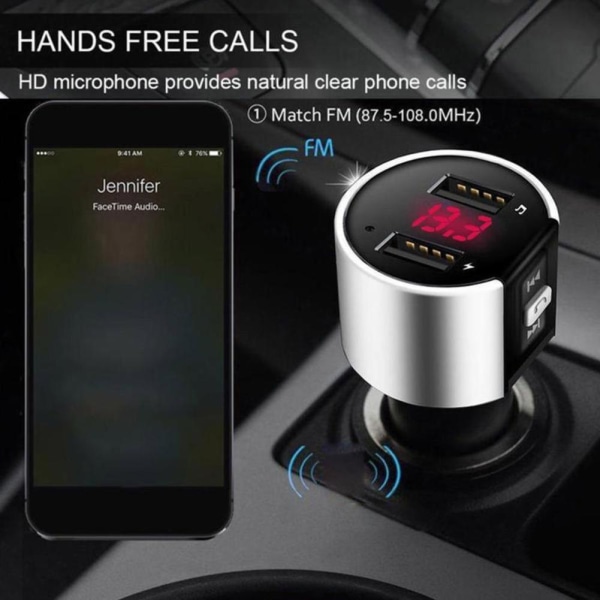 2USB trådlös Bluetooth bil FM-sändare MP3-spelare Ny laddning