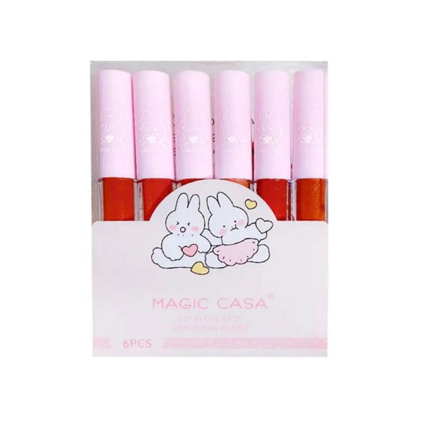Cute Rabbit Lip Glaze Lip Love Heart Bear 6in1 Set Matte Lip Gla