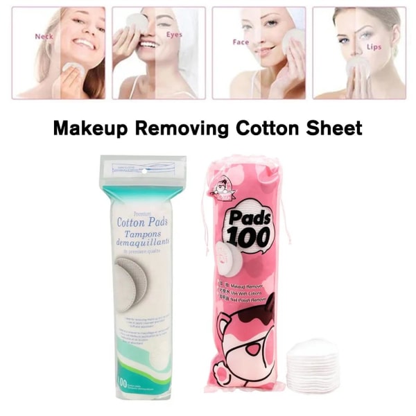 Sminkborttagningskuddar Circular Cotton Fit Skin Cleaning Cotton Sh pink 100pcs