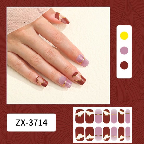 Semi Cured Wraps Fast Gel Nail Stickers French 3D Diamond Heart- ZX3721 1pcs