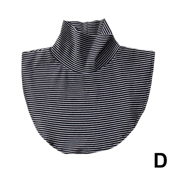 Dam Turtleneck Falsk Krage Halv Topp Blusar Inser i Bomull Black Stripes One size