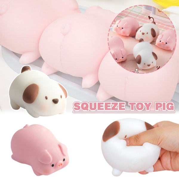 Söt Handgjord Squishy Plysch Simulerad Gul Kyckling/Gris/Hund Sq pig one-size