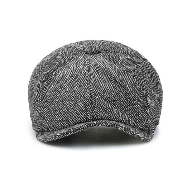 Retro Peaky Blinder Hat Newsboy Flat Cap Fiskbens Tweed Baker grey one-size