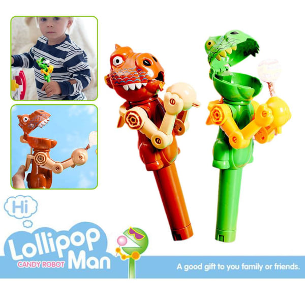 Creative Lollipop Robot Hållare Dinosaur Eat Lollipops Case Cand green one