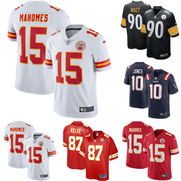 Kansas City Chiefs Jersey - Amerikansk Fotbollströja, Kortärmad, V-ringad, T-shirt A 2XL